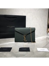 Knockoff YSL CASSANDRA MONOGRAM CLASP BAG IN GRAIN DE POUDRE EMBOSSED LEATHER Y582334 Green Tl14868ch31