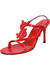 Knockoff YSL sexy logo-displayed strapy high heel sandals red Tl15579tp21