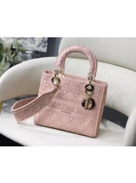 LADY DIOR TOTE BAG IN EMBROIDERED CANVAS C4532 pink Gold Hardware Tl8998vN22