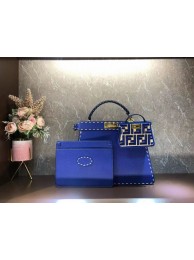 Luxury Fendi Peekaboo ISeeU MEDIUM leather bag F8637 blue Tl12634kp43