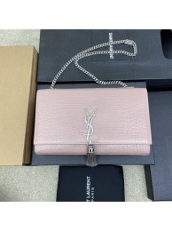 Luxury YSL KATE MEDIUM WITH TASSEL IN CROCODILE-EMBOSSED SHINY LEATHER B377829 pink Tl14542QT69