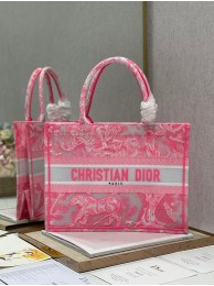 MEDIUM DIOR BOOK TOTE Fluorescent Pink Toile de Jouy Reverse Embroidery M1296ZROC Tl8176TP23