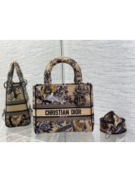 MEDIUM LADY D-LITE BAG Ecru Multicolor Dior Jardin d Hiver Embroidery M0566BRWD Tl8114Gw67