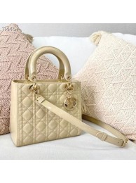 MEDIUM LADY DIOR BAG Beige Patent Cannage Calfskin M0565OW Tl8577vX33