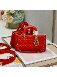 MEDIUM LADY DIOR BAG Cannage Lambskin C2820 red orange Tl8305dV68