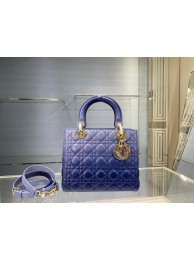 MEDIUM LADY DIOR BAG Gradient Cannage Lambskin M0565OS blue Tl8640hc46