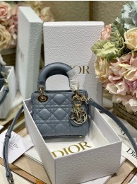 MICRO DIORAMOUR LADY DIOR BAG S08568 Gray & Gold-Tone Metal Tl8180vK93