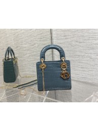 MINI LADY DIOR BAG Cannage crocodile Calfskin C0966 blue Tl8186vm49