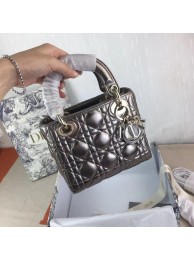 MINI LADY DIOR BAG Lambskin M0566OW silver grey&gold Tl8374Xp72