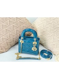 MINI LADY DIOR BAG Patent Cannage Calfskin M0566OW sky Blue&gold Tl8416Gp37