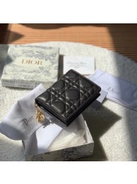 MINI LADY DIOR WALLET Cannage Lambskin S0178 black Tl9293Tk78