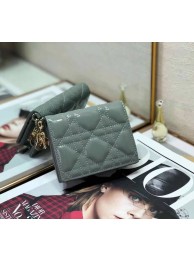 MINI LADY DIOR WALLET Cannage Patent Calfskin S0179 Grey Tl9273sY95