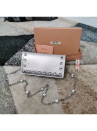 miu miu Matelasse Nappa Leather Clutch 5DH044 silver Tl18619cf57