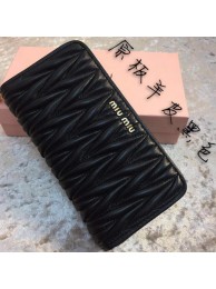 miu miu Matelasse Nappa Leather Wallet MM30150 Black Tl18633UE80