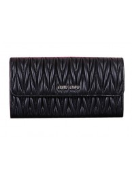 miu miu Matelasse Original Sheepskin Leather Wallet 5M1035 Black Tl18666RX32