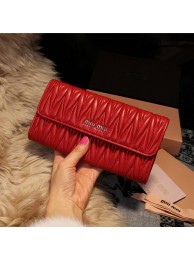 miu miu Matelasse Shiny Calf Leather Wallet 5M1035 Red Tl18637Is53