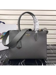 Prada Bibliotheque Medium Saffiano Top-Handle Tote Bag 1BG088 Grey Tl6603ER88