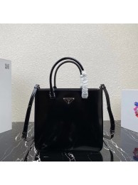 Prada brushed leather tote 1BA330 black Tl5941OG45