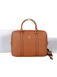 Prada Grainy Calf Leather Briefcase 80661 Wheat Tl6641EW67