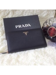 Prada Grainy Leather Large Zippy Wallets Black Tl6733tQ92