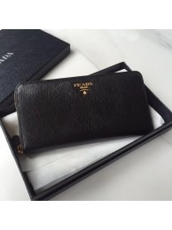 Prada Leather Large Zippy Wallets 1ML505 black Tl6686Va47