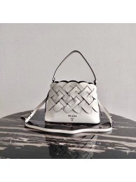 Prada Leather Prada Tress Handbag 1BA290 white Tl6034Hn31