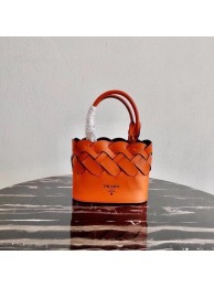 Prada Leather Tress Tote 1BG318 orange Tl6072aM39