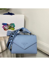 Prada Monochrome Saffiano and leather bag 1BD317 sky blue Tl5807np57