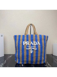 Prada Raffia tote bag 1NE229 blue Tl5685Lp50