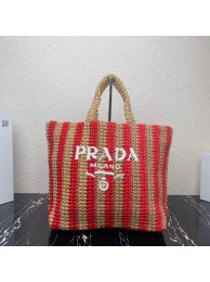 Prada Raffia tote bag 1NE229 red Tl5687jo45