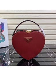 Prada Saffiano Original Leather Tote Heart Bag 1BH144 Red Tl6327yj81