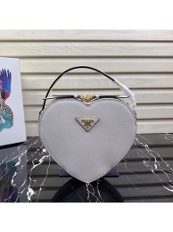 Prada Saffiano Original Leather Tote Heart Bag 1BH144 White Tl6329yC28