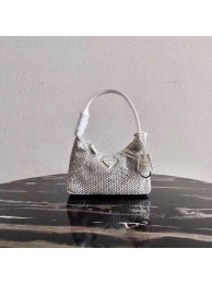 Prada Satin mini-bag with artificial crystals 1BE515Z white Tl5884UW57