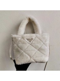 Prada Shearling tote 1BG378 white Tl5978hI90