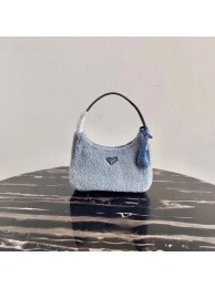 Prada Shearling tote mini-bag 1NE515 light blue Tl5966uT54