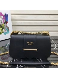 Prada Sidonie leather shoulder bag 1BD184 Black Tl6350Mn81