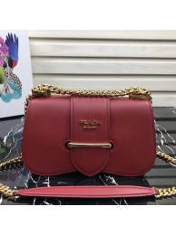 Prada Sidonie leather shoulder bag 1BD184 Wine Tl6351TP23