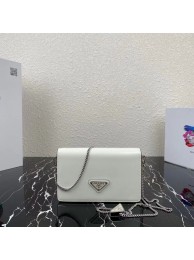 Prada Small brushed leather shoulder bag 1BH307 white Tl5907uk46