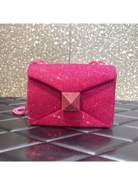 Quality VALENTINO ONE STUD Small Rhinestone Embroidery shoulder bag 1W0B0L PINK Tl19180Vu63