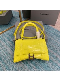 Replica Balenciaga HOURGLASS SMALL TOP HANDLE BAG crocodile embossed calfskin B108895C yellow Tl15867YP94