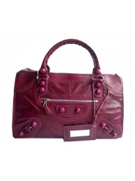 Replica Balenciaga Leather Handbag 084824 Dark purple Tl16318Hd81