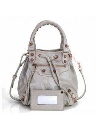 Replica Balenciaga Shiny Calfskin Top Handle Bag 115478 Light Gray Tl16173zR45