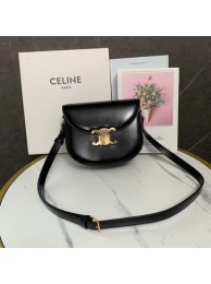 Replica Best Quality Celine TEEN BESACE TRIOMPHE IN SHINY CALFSKIN 110413 BLACK Tl4701Rf83