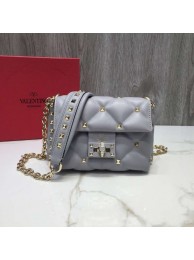 Replica Best Quality VALENTINO Candy quilted leather cross-body bag 0073 grey Tl19666Rf83