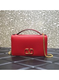 Replica Best Quality VALENTINO GARAVANI Stud Sign Grained Calfskin Shoulder Bag 0680 red Tl19301Rf83