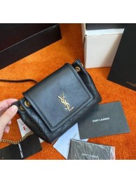 Replica Best Quality YSL MONOGRAM MINI NOLITA IN LAME LEATHER 672738 BLACK Tl14556Rf83