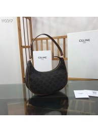 Replica Celine AVA BAG IN TRIOMPHE CANVAS AND CALFSKIN 193952 black Tl4769ED66