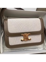 Replica CELINE LARGE TRIOMPHE BAG IN TEXTILE AND NATURAL CALFSKIN 18887 Khaki Tl4966sA83