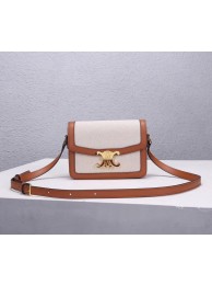 Replica Celine TEEN TRIOMPHE BAG IN TRIOMPHE CANVAS AND CALFSKIN CL88423 white Tl4862AP18