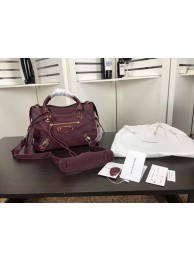 Replica Cheap Balenciaga Giant City Gold Studs Handbag B084335 Wine Tl16037Mq48